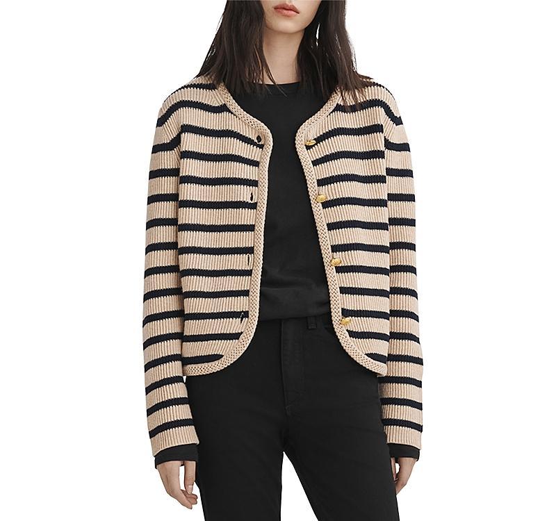 Womens Nancy Striped Merino Wool-Blend Cardigan Product Image