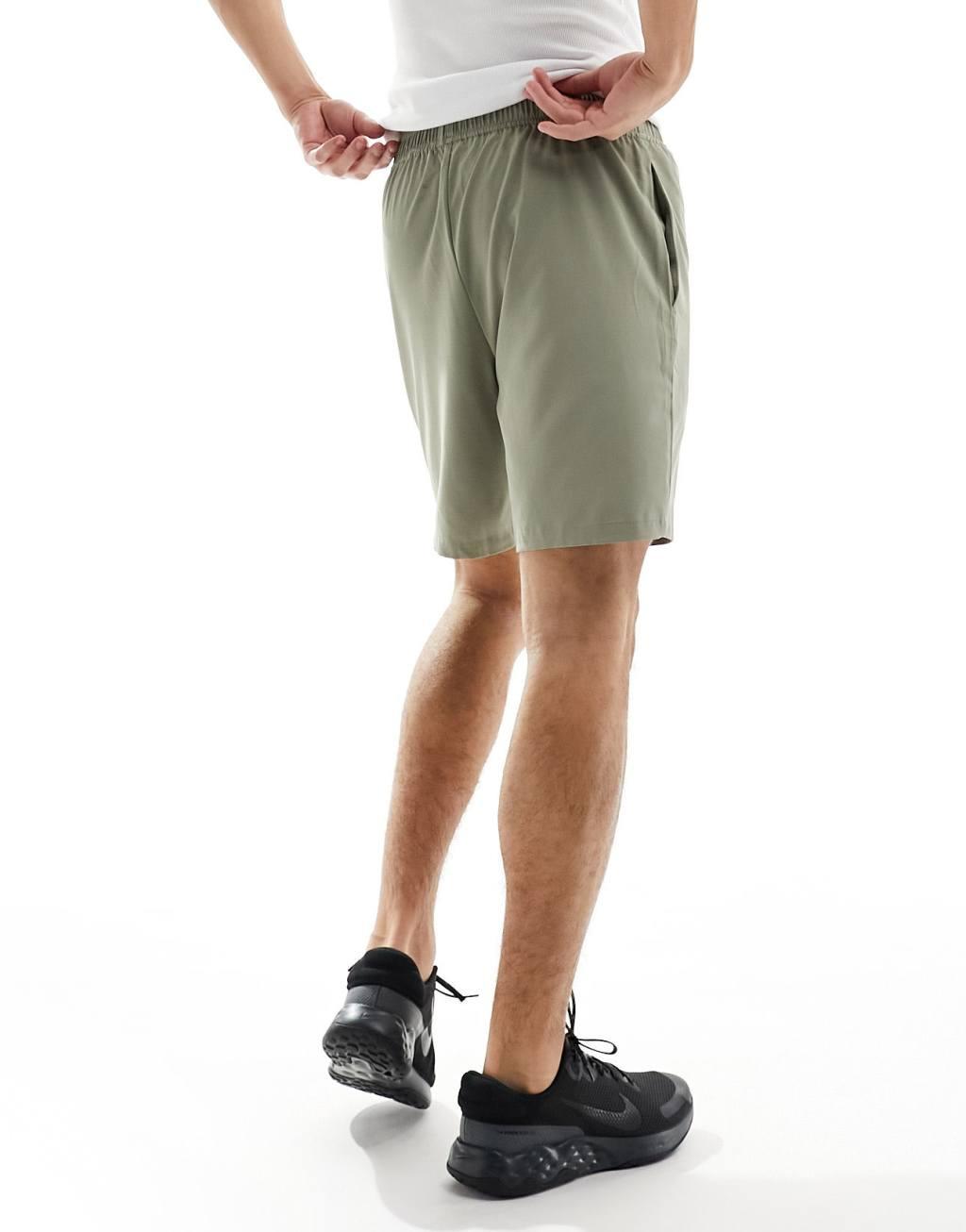 ASOS 4505 Icon 7 inch training shorts with quick dry 2 pack in charcoal and khaki Product Image