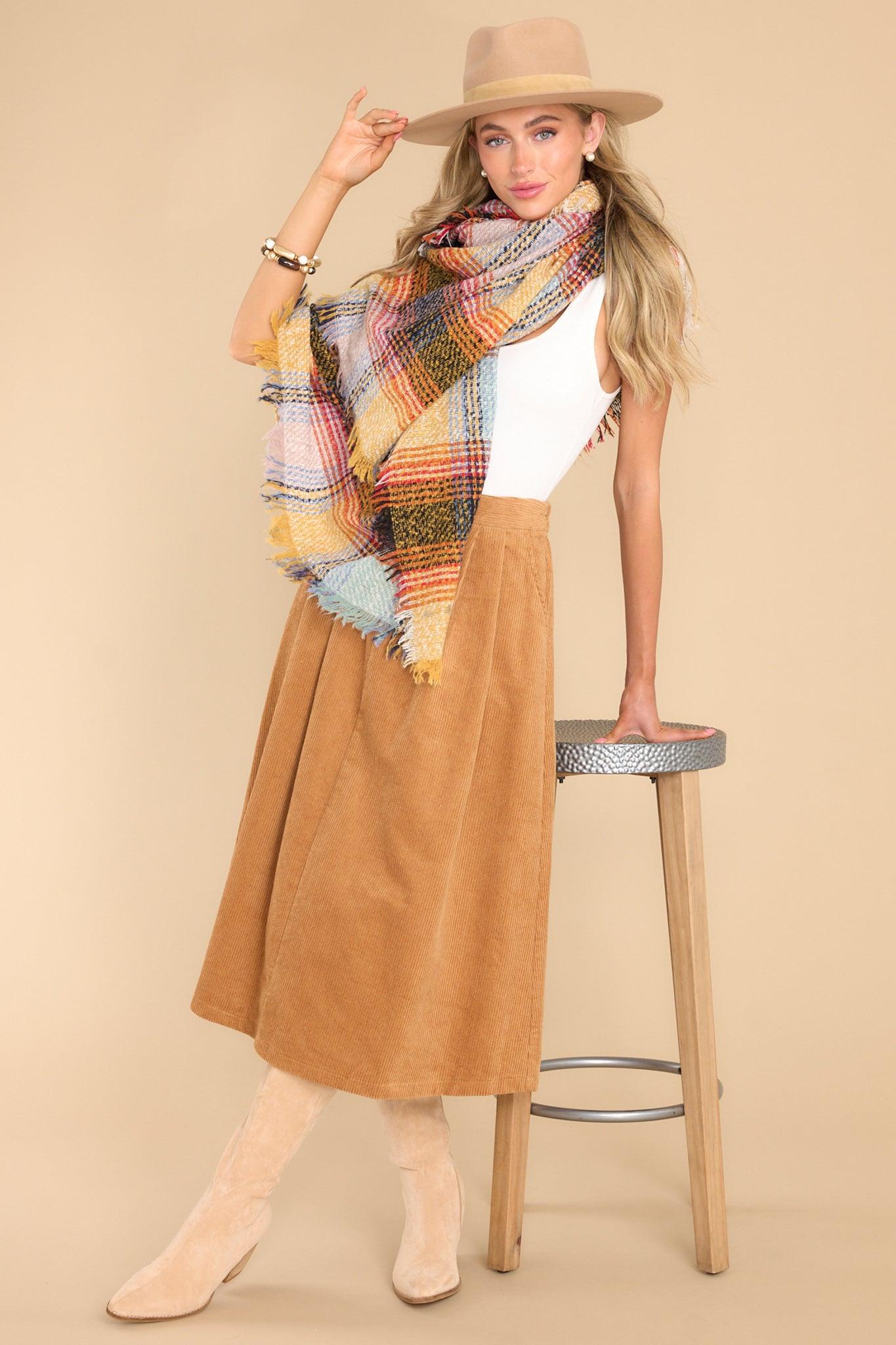 Heartwarming Smile Yellow Multi Plaid Scarf Product Image