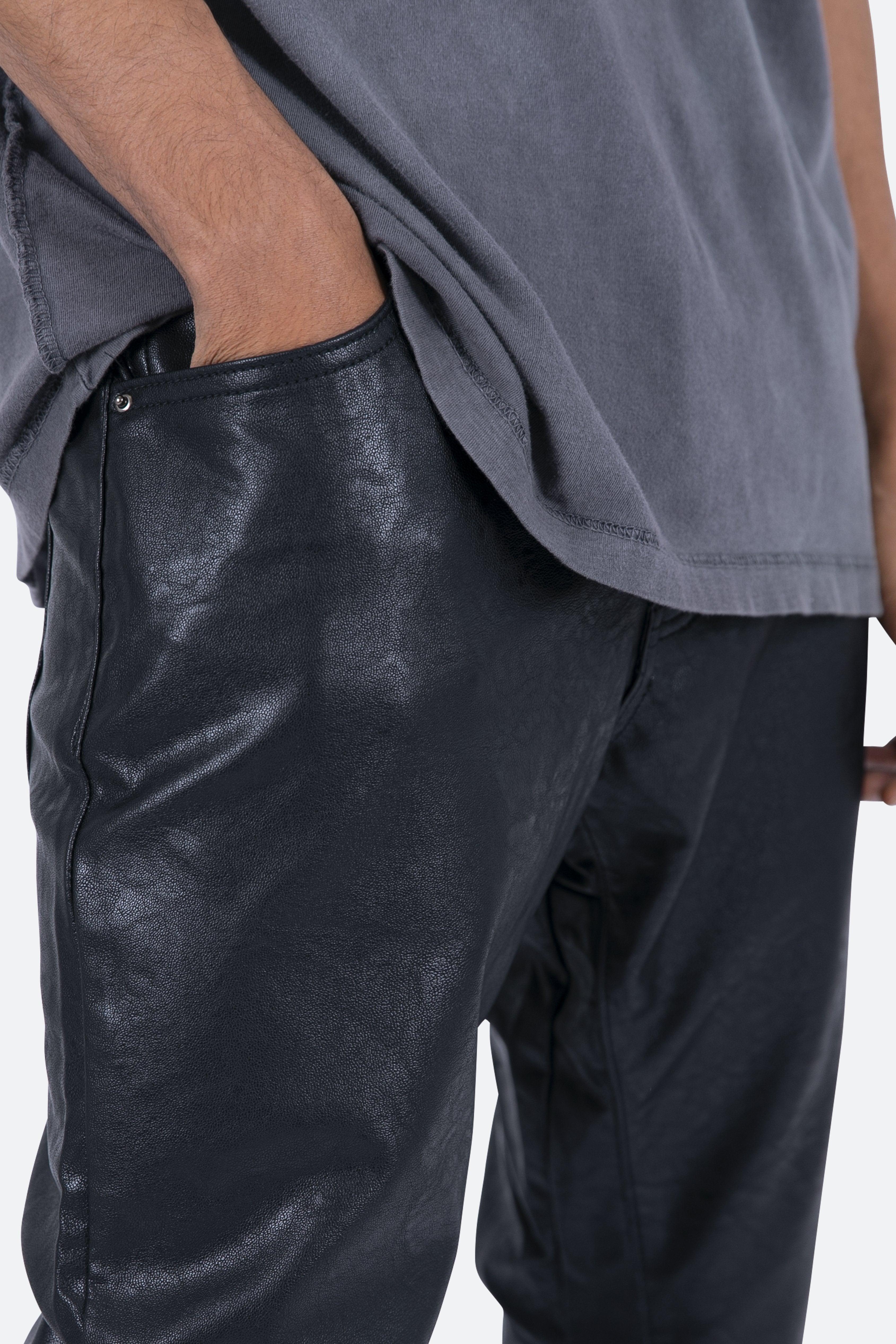 B169 Leather Flare Pants - Black Male Product Image