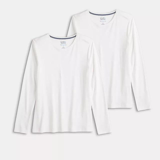 Womens Croft & Barrow Long Sleeve 2-Pack Crewneck Tees Product Image