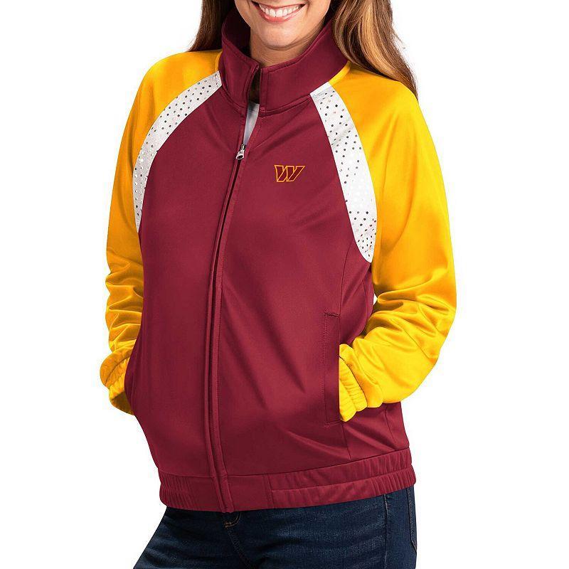 Women's G-III 4Her by Carl Banks Burgundy/Gold Washington Commanders Confetti Raglan Full-Zip Track Jacket Product Image