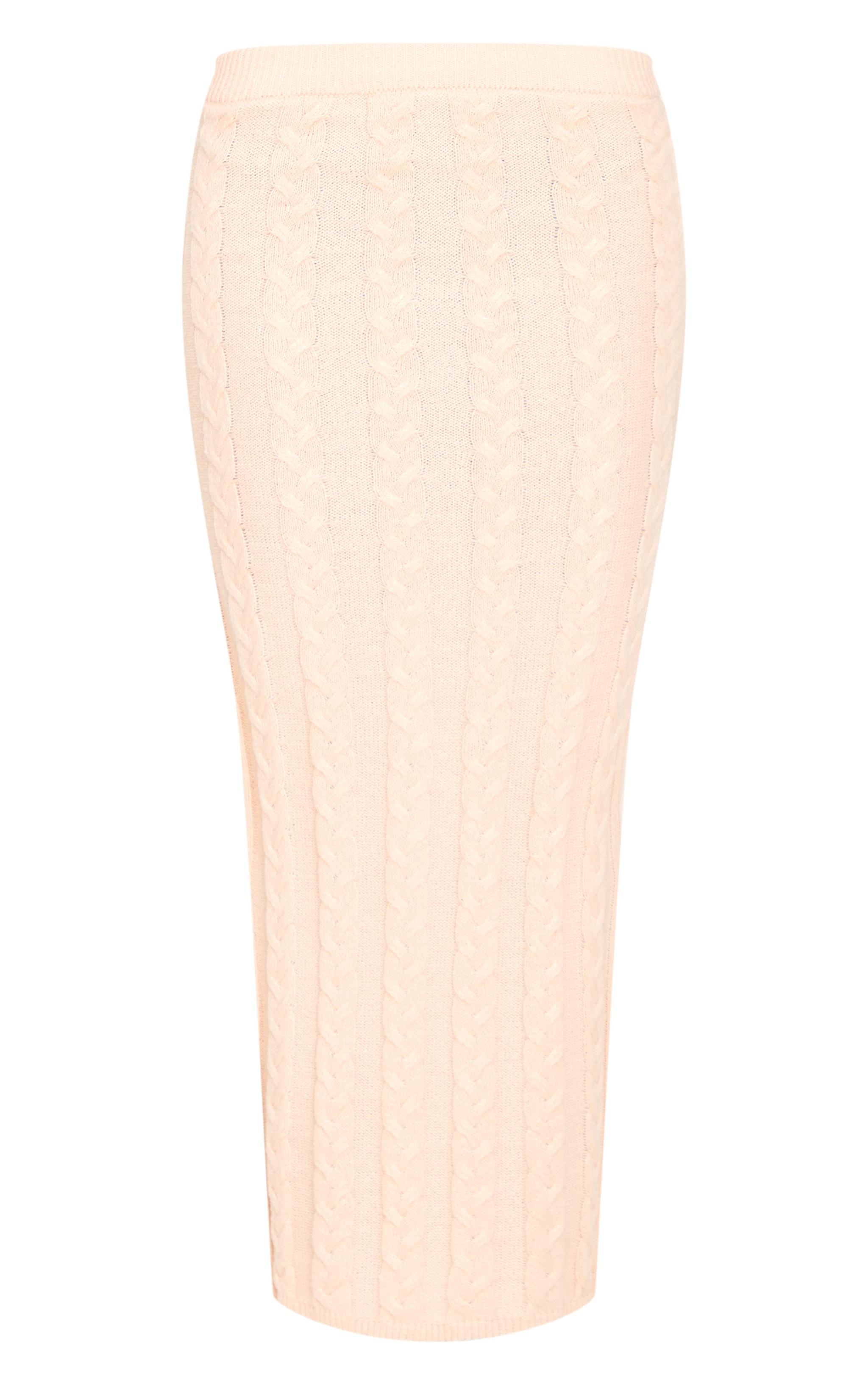 Oatmeal Cable Knit Maxi Skirt Product Image