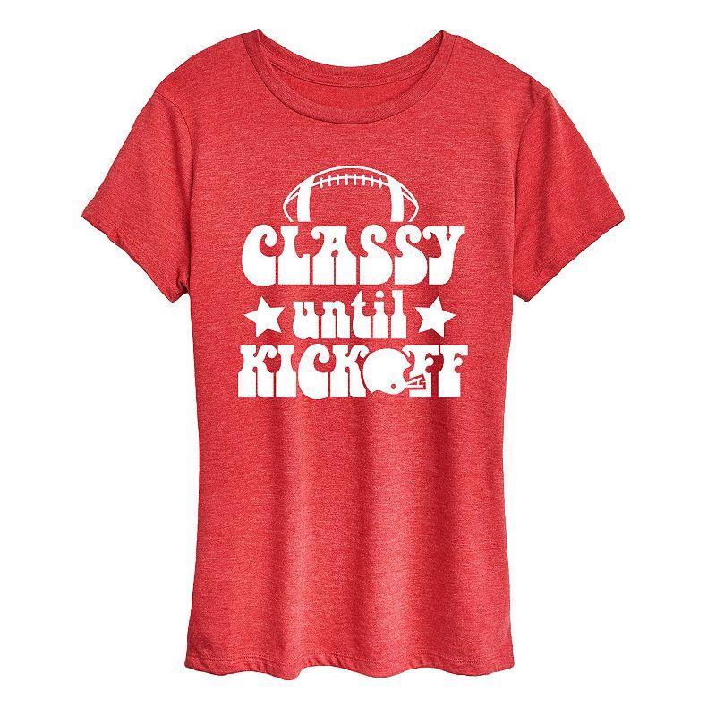 Womens Classy Until Kickoff Graphic Tee, Girls Grey Red Product Image