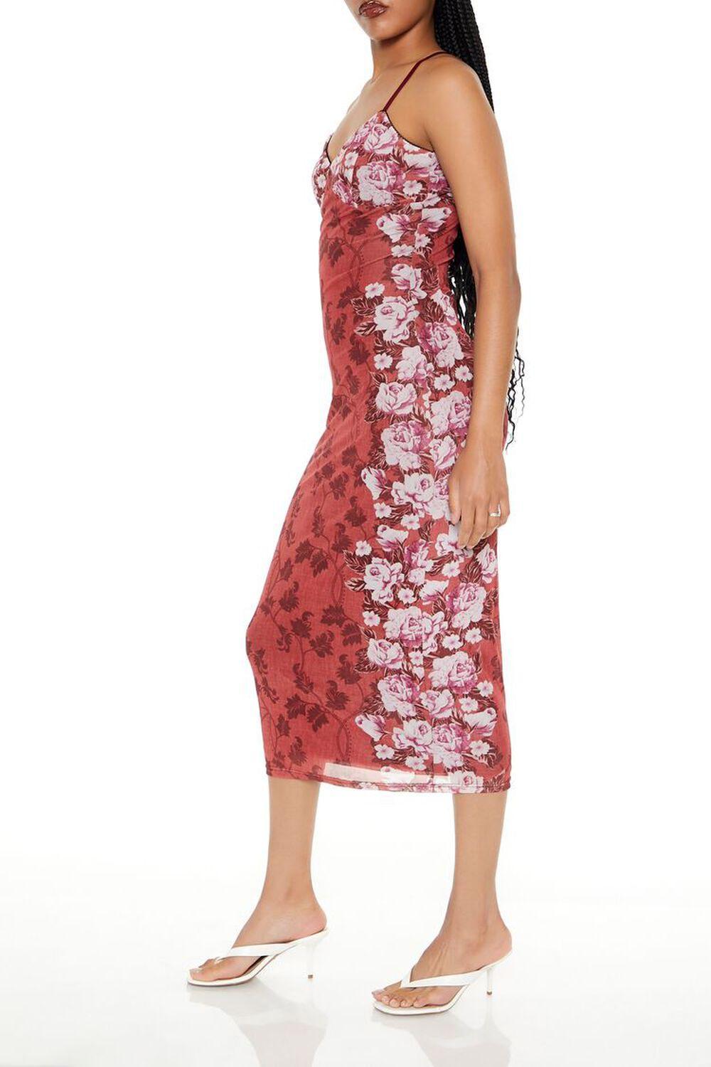 Mesh Floral Print Slip Midi Dress | Forever 21 Product Image