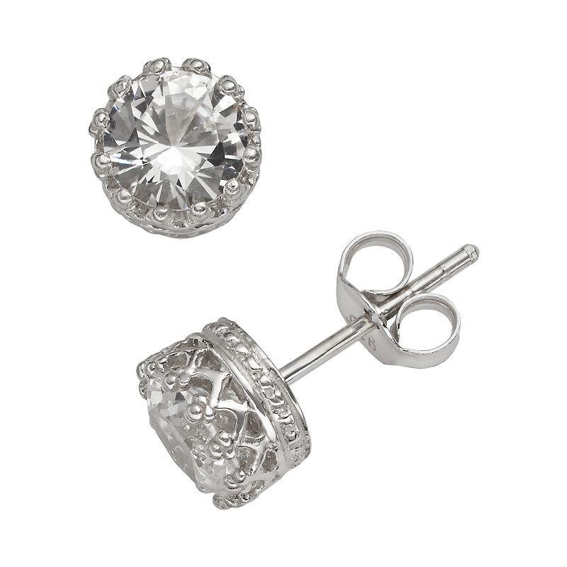 Designs by Gioelli Sterling Silver Lab-Created White Sapphire Stud Earrings, Womens Product Image