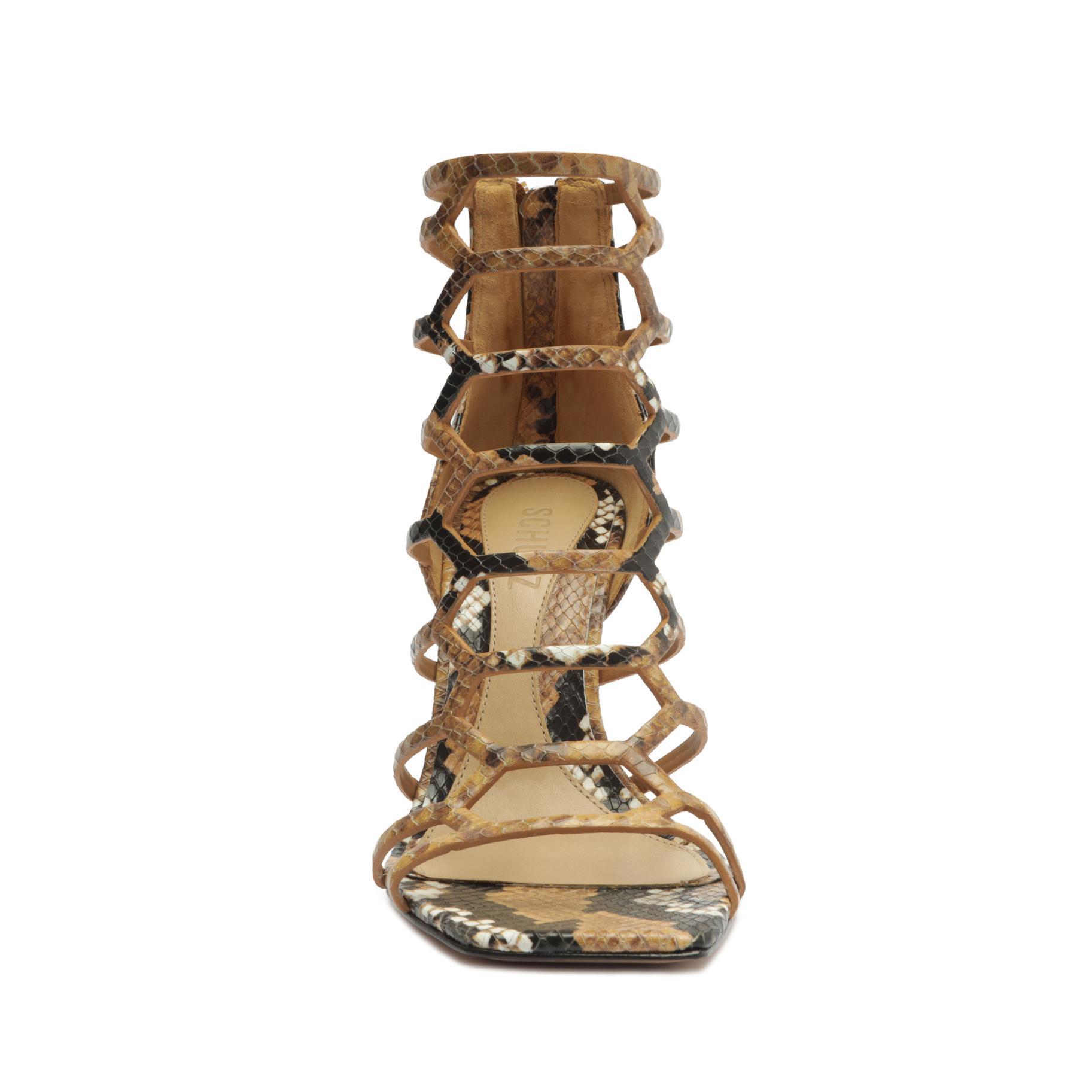 Julianna Snake-Embossed Leather Sandal Female Product Image