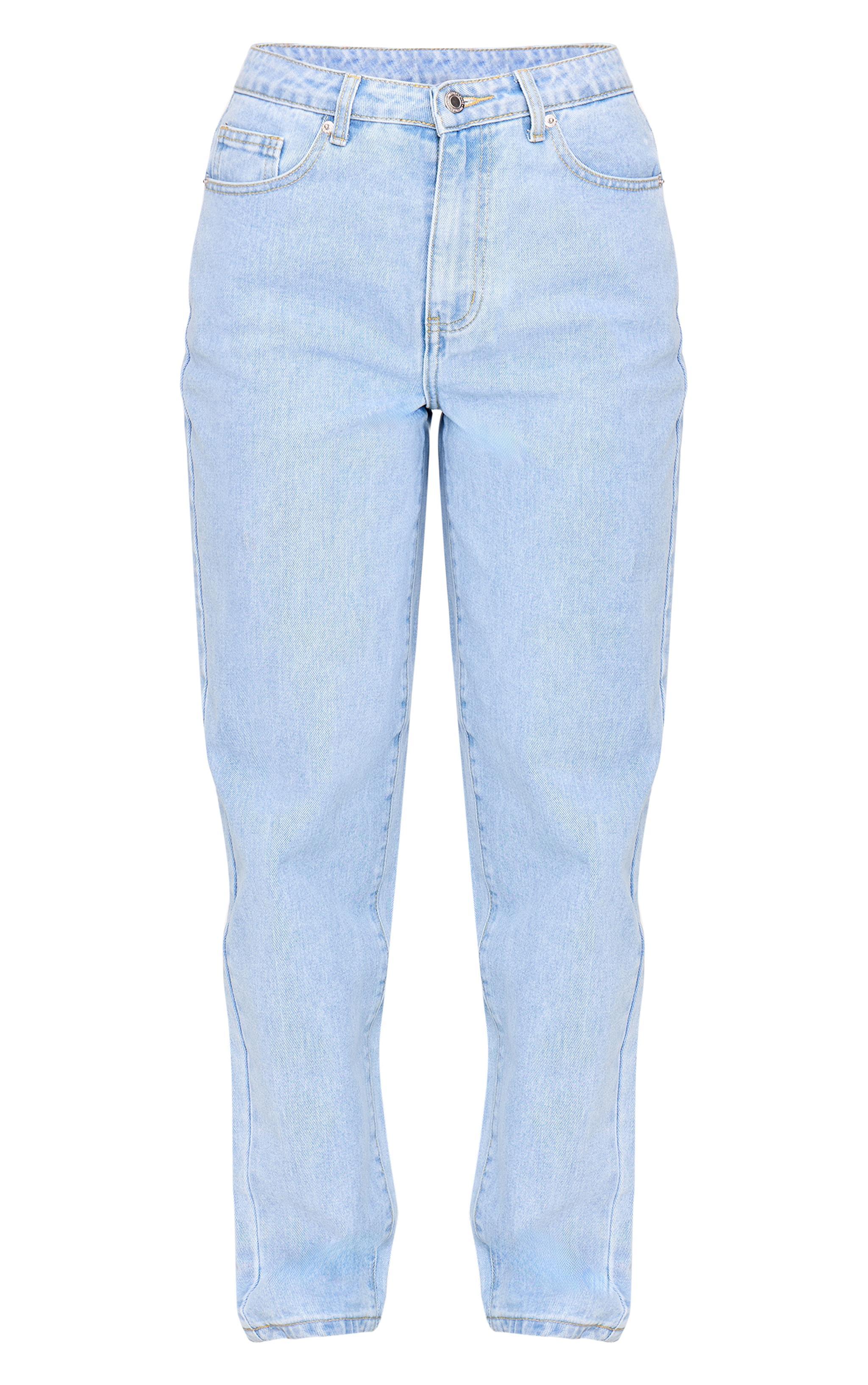 PRETTYLITTLETHING Light Blue Wash High Waist Mom Jeans Product Image