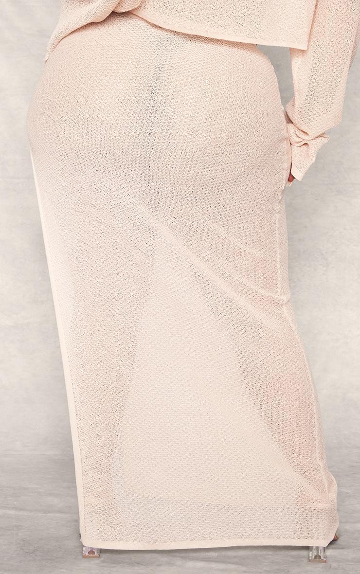 Plus Stone Textured Sheer Knit Ruched Side Maxi Skirt Product Image