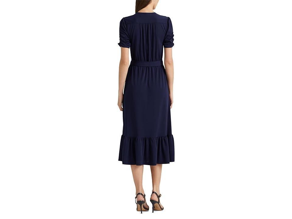 Lauren Ralph Lauren Belted Stretch Jersey Surplice Dress (French ) Women's Dress Product Image