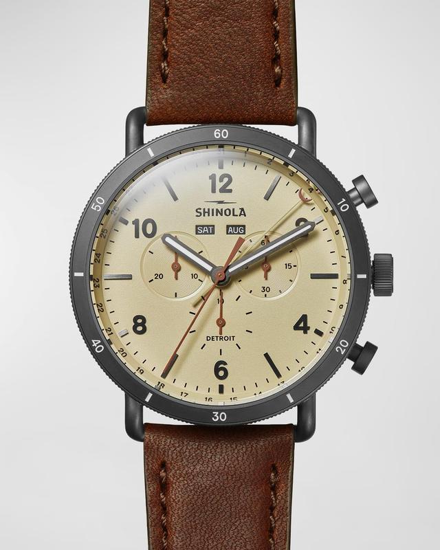 Shinola The Canfield Sport Chronograph Leather Strap Watch, 45mm Product Image