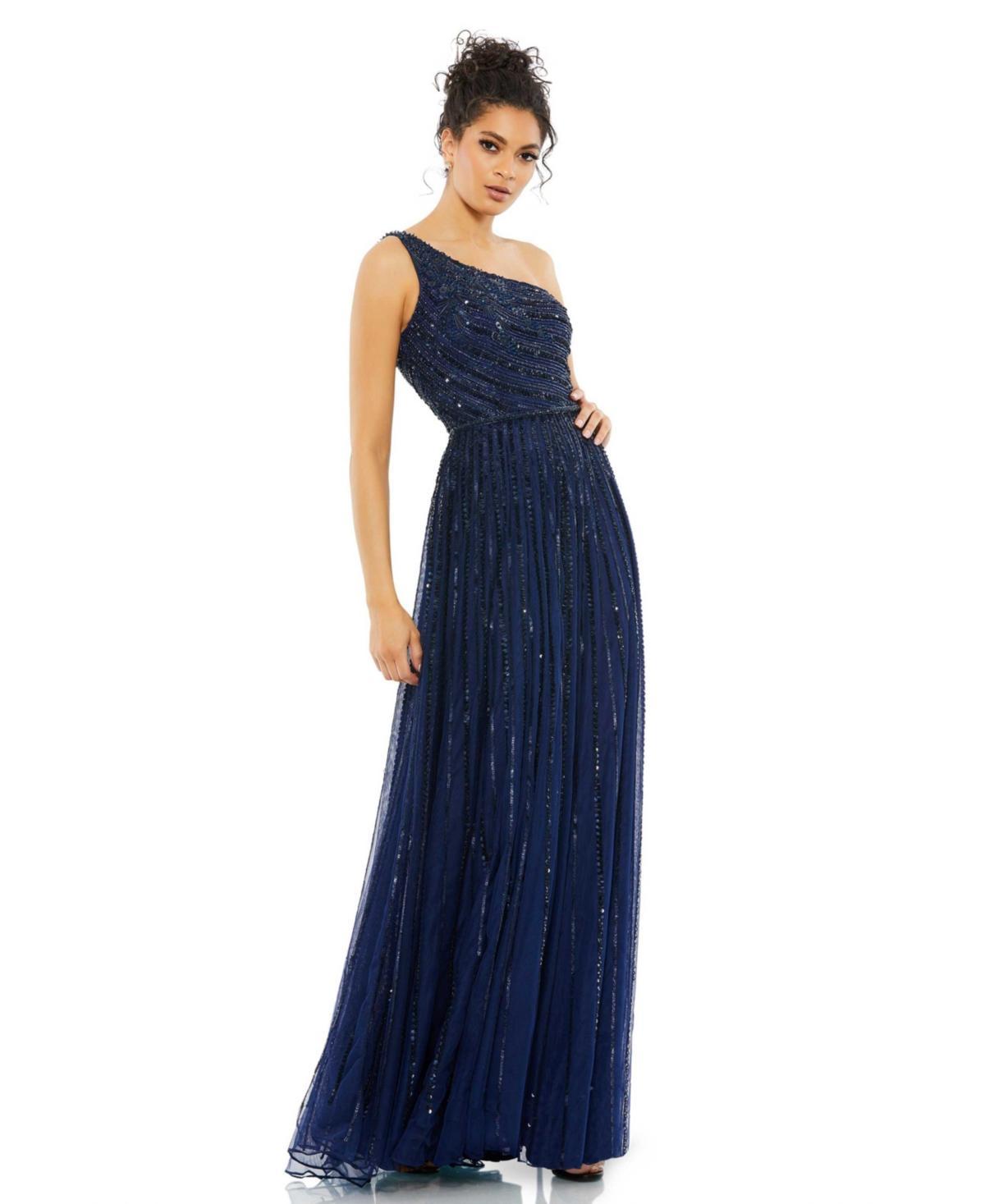 Womens One-Shoulder Sequin Gown product image