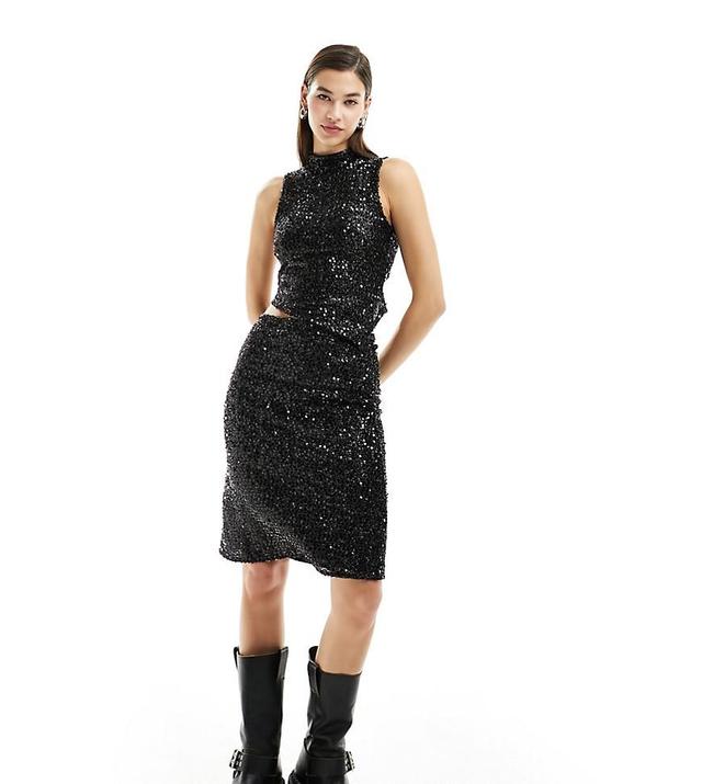 Reclaimed Vintage sequin midi skirt in black - part of a set Product Image