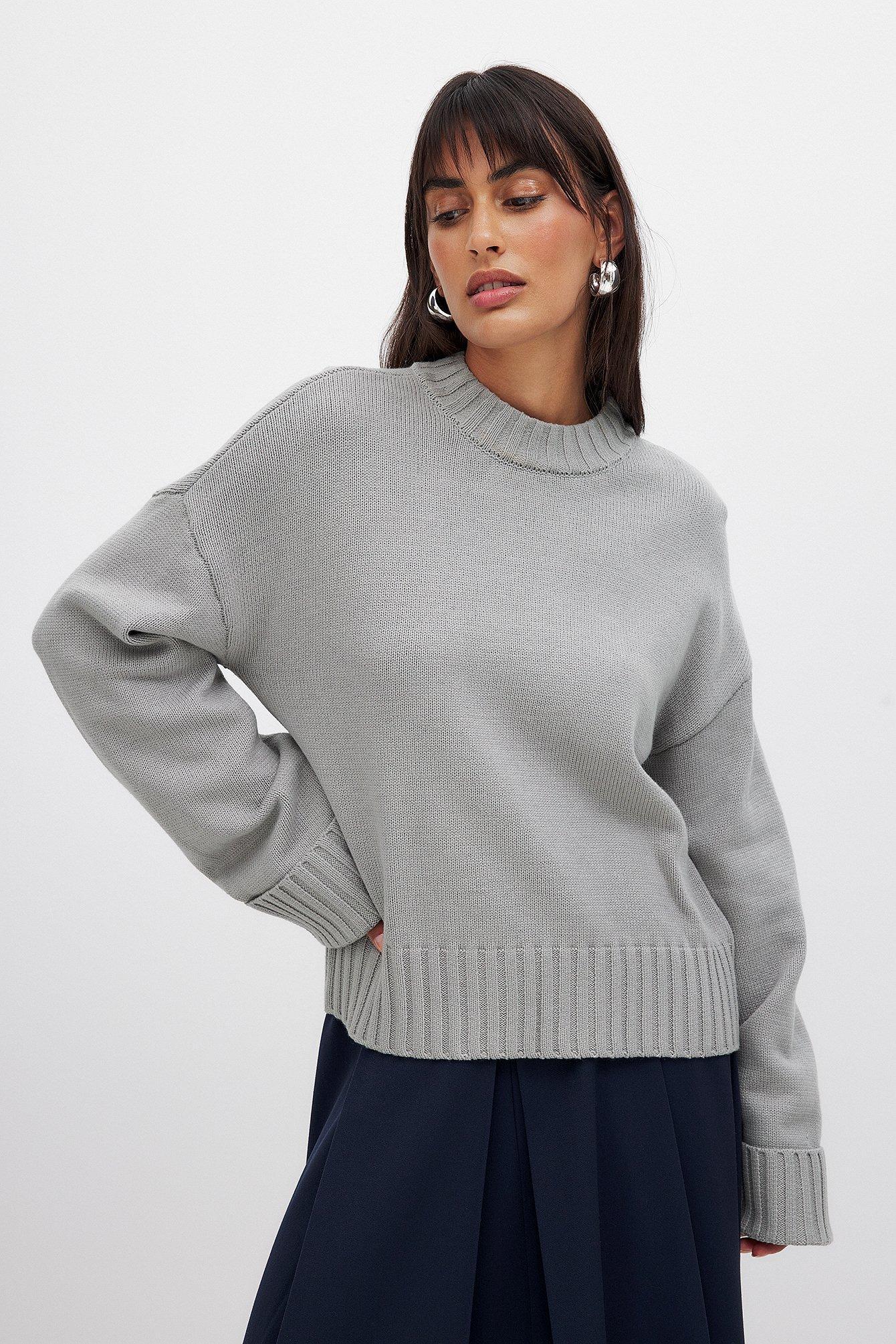 Folded Sleeve Knitted Sweater Product Image