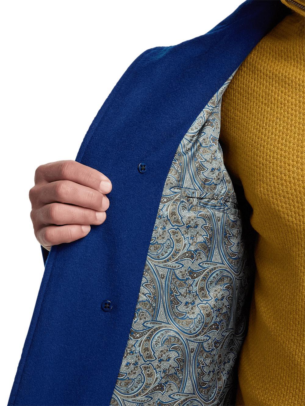 Wool Double Breasted Carcoat - Royal Blue Product Image