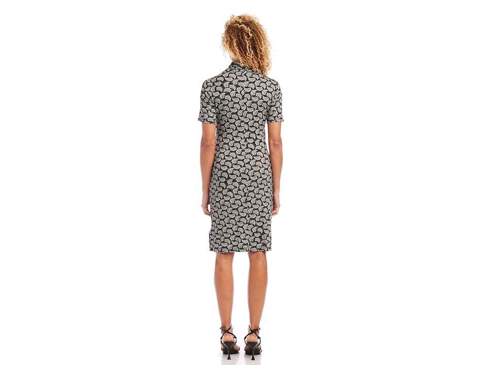 Karen Kane Short Sleeve Cascade Wrap Dress (Print) Women's Dress Product Image