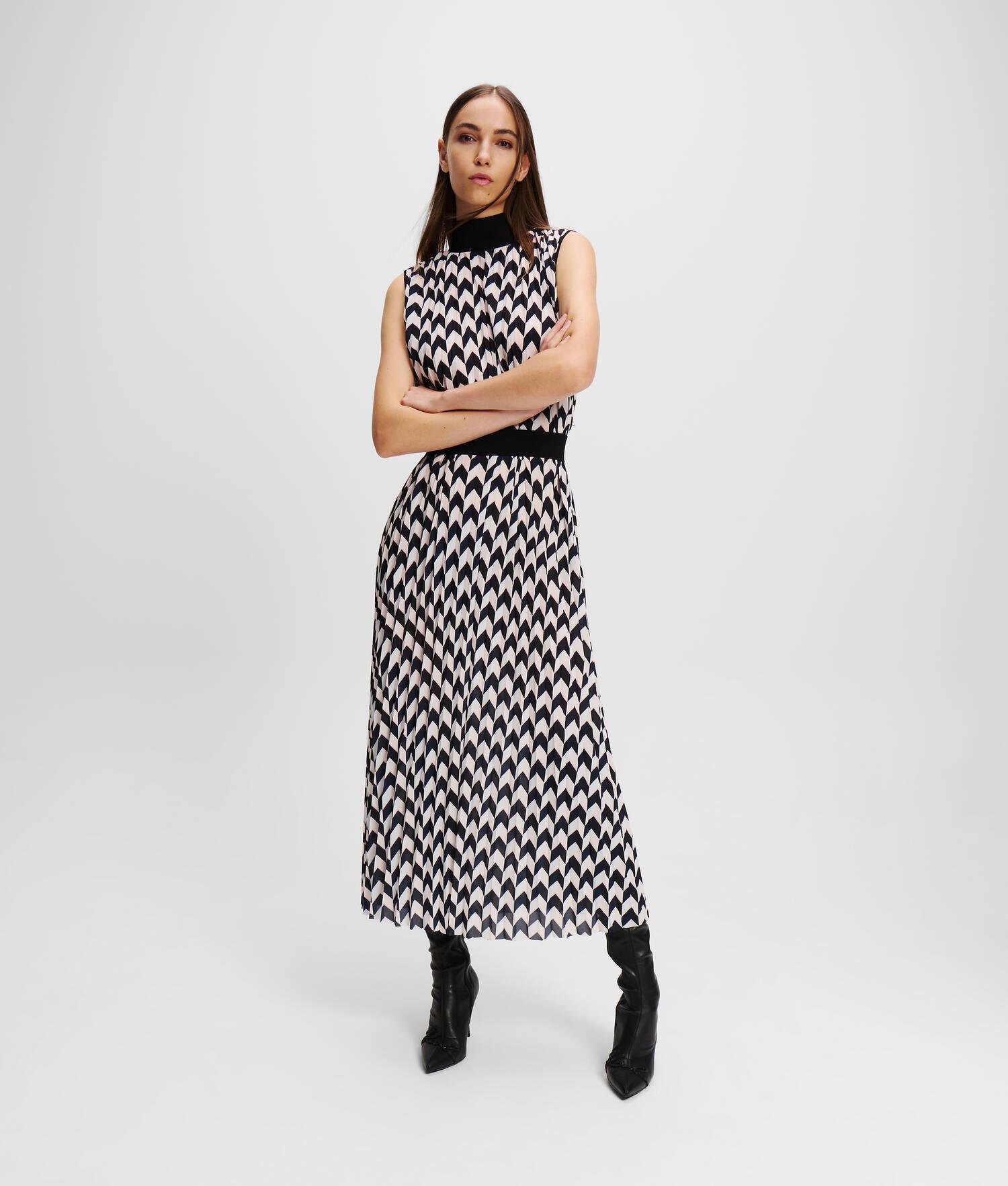 CHEVRON PLEATED DRESS Product Image