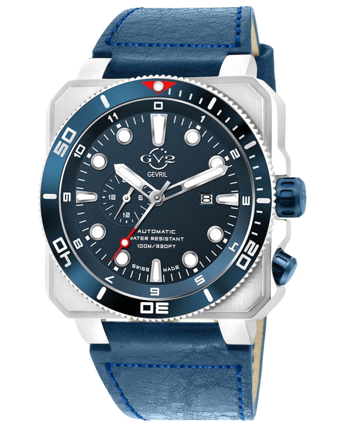 GV2 by Gevril Mens Xo Submarine Swiss Automatic Navy Leather Watch 44mm - Gold Product Image