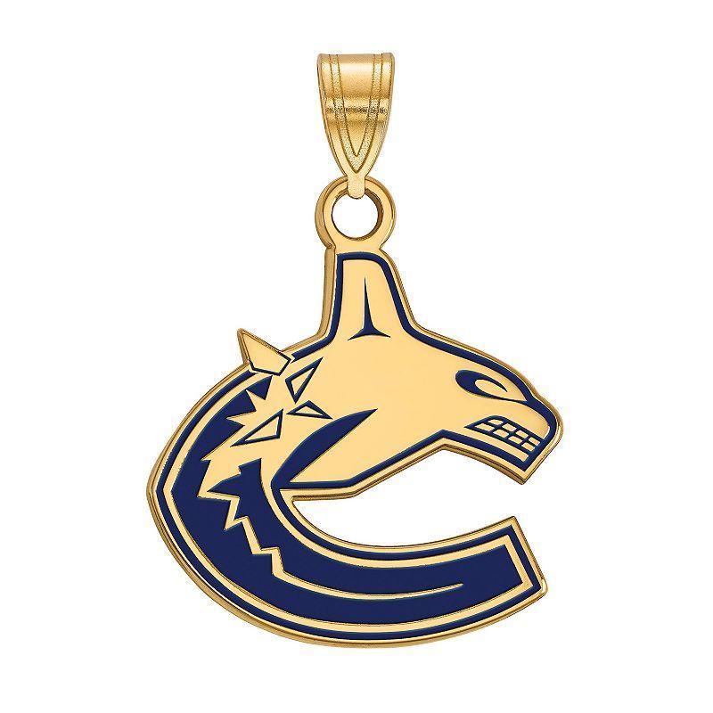 LogoArt Vancouver Canucks Sterling Silver Large Enamel Logo Pendant, Womens Product Image