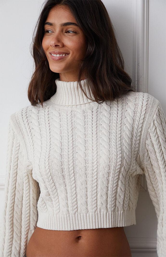 Womens Bailey Cable Knit Cropped Sweater Product Image