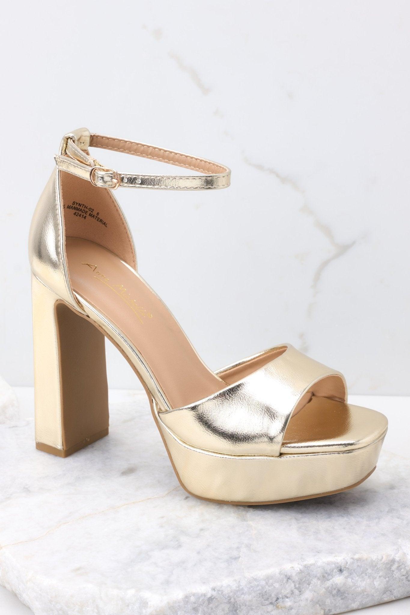 Shine Over Gold Ankle Strap Heels Product Image