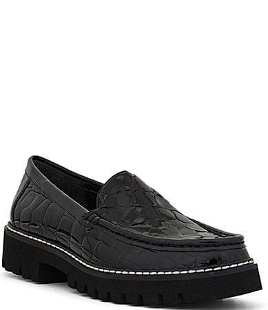 Donald Pliner Hope Crocodile Embossed Patent Leather Lug Sole Platform Loafers Product Image