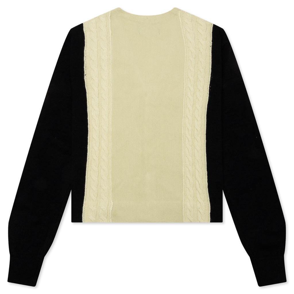 Contrast Panel Wool Cardigan - Ivory/Black Male Product Image