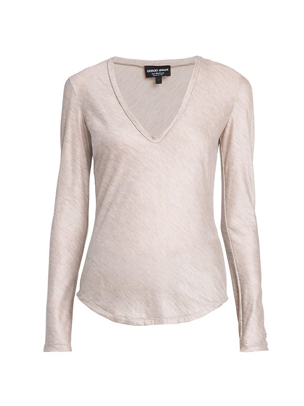 Womens Cashmere V-Neck Top Product Image