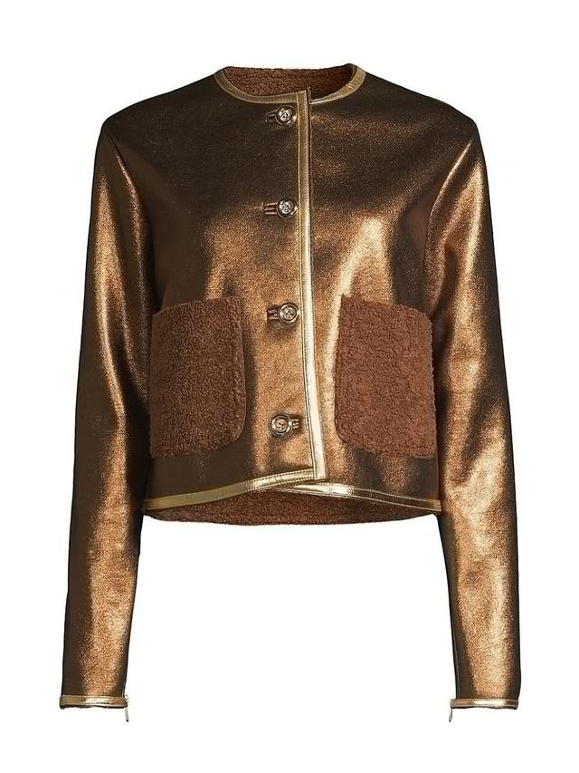 Womens Melina Metallic & Faux Shearling Jacket Product Image