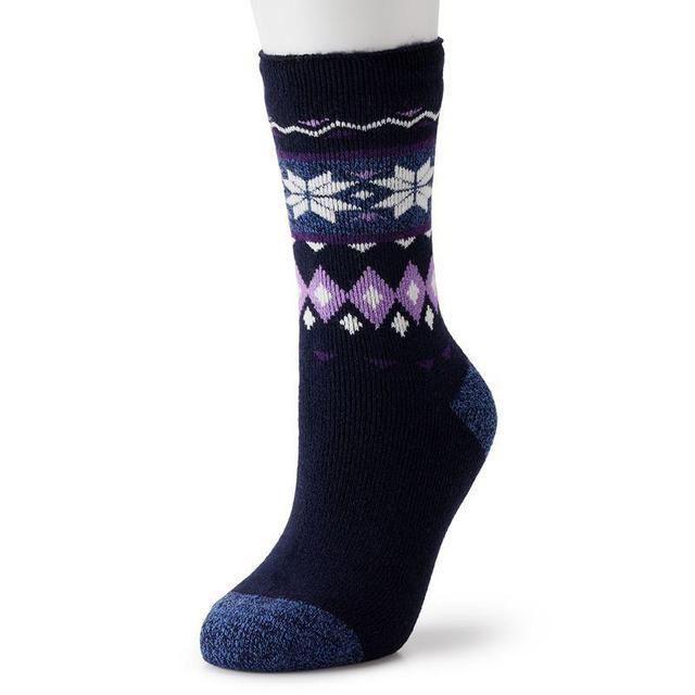 Womens Heat Holders Lite Melissa Fairisle Crew Socks Navy Blue Product Image