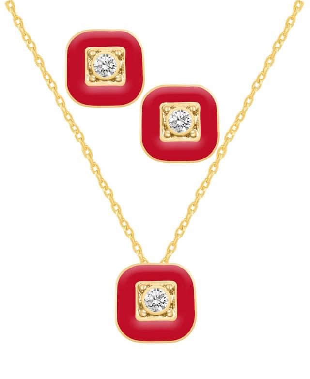 Crystal Enamel Necklace and Earring Set, 2-Piece Product Image