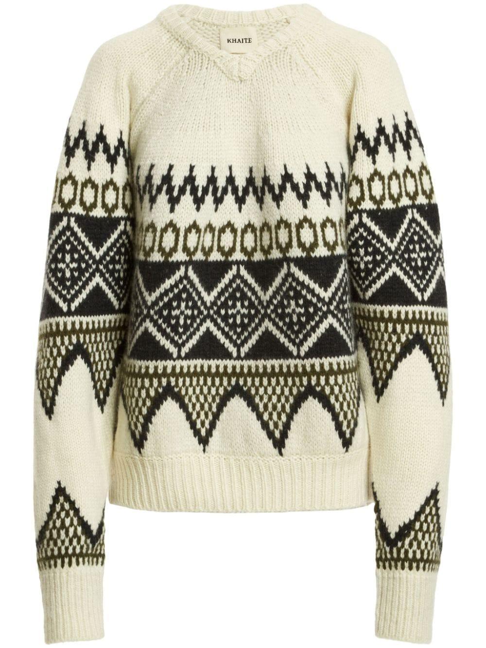 KHAITE The Nalani Patterned Intarsia-knit Jumper In Ivory_multi Product Image