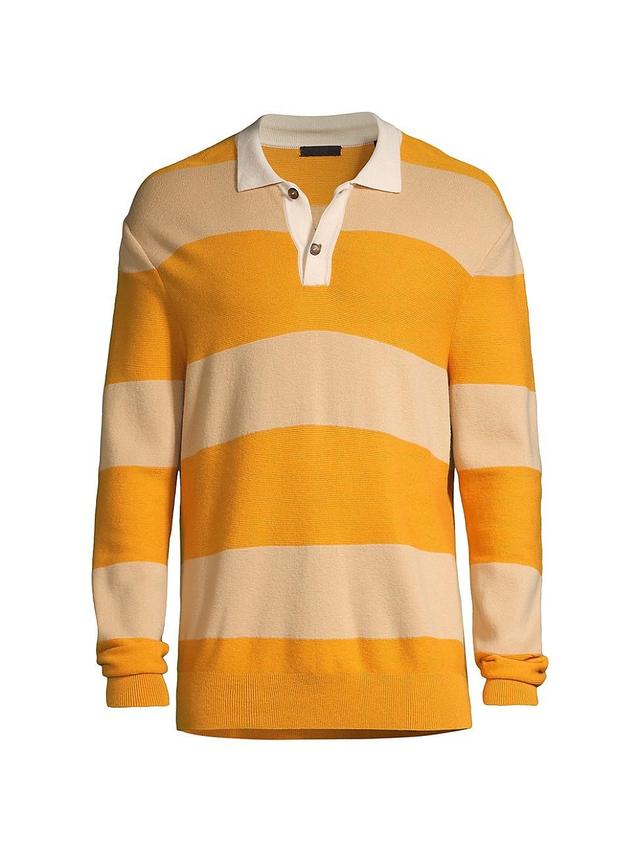 Mens Wool-Cotton Blend Striped Polo Shirt Product Image