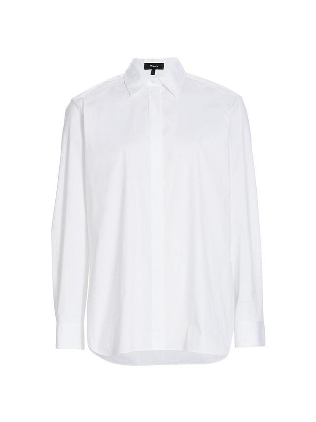 Womens Classic Cotton-Blend Button-Front Shirt Product Image