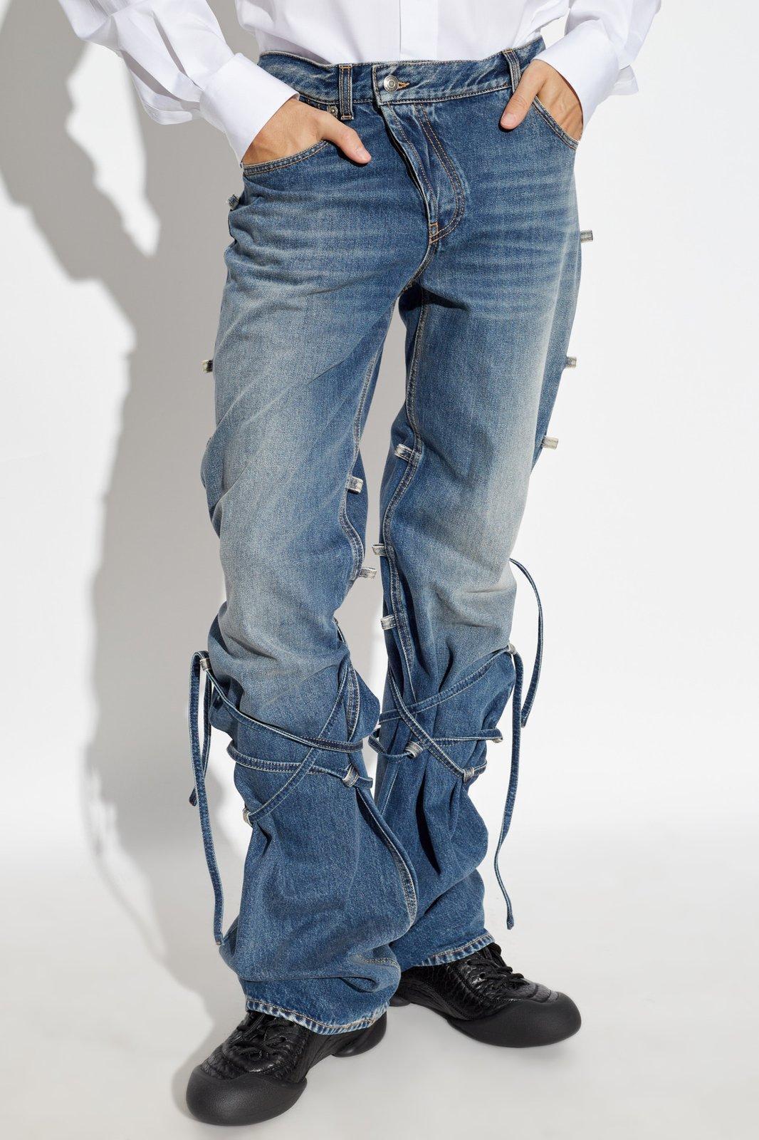 Baggy Tied Jeans In Washed Blue Product Image