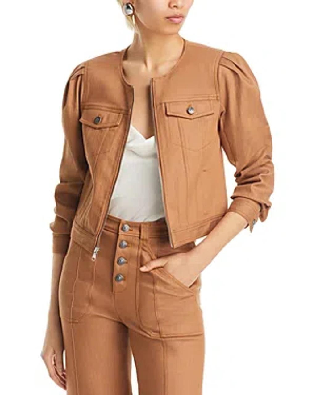 Dalia Cropped Denim Jacket In Cocoa Product Image