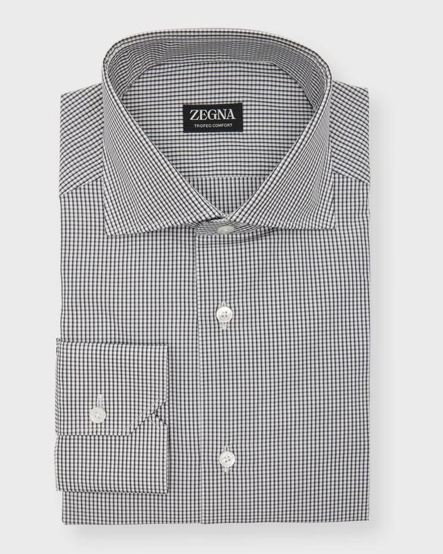 Mens Check-Print Cotton Dress Shirt Product Image