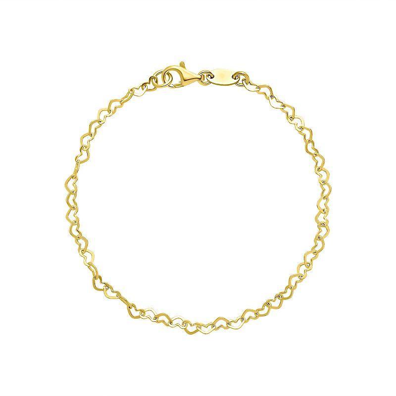 PRIMROSE Sterling Silver Open Heart Link 7.25 Inch Chain Bracelet, Womens Yellow Product Image