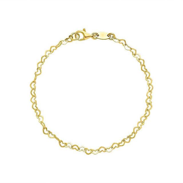 PRIMROSE Sterling Silver Open Heart Link 7.25 Inch Chain Bracelet, Womens Yellow Product Image