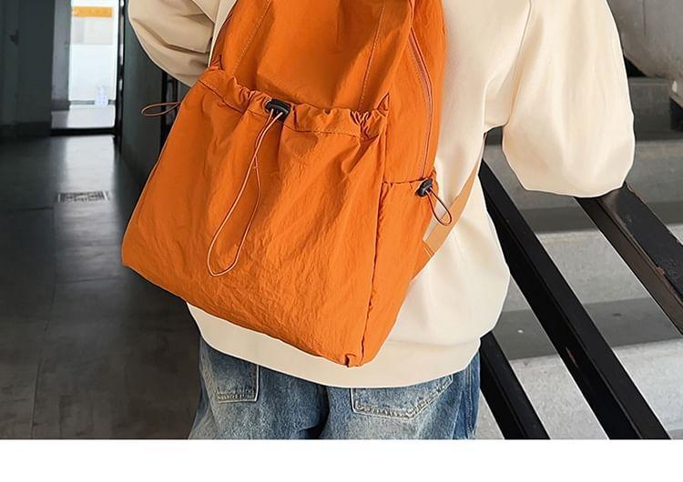 Plain Drawstring Nylon Backpack Product Image