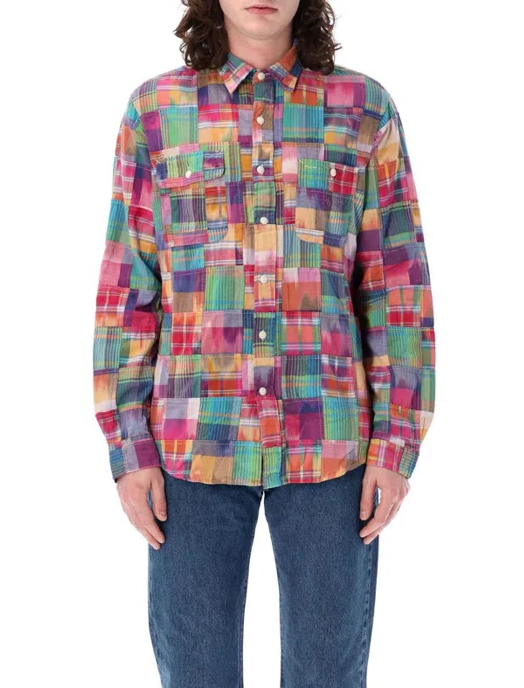 Patchwork Short Sleeves Shirt In Multicolor Product Image