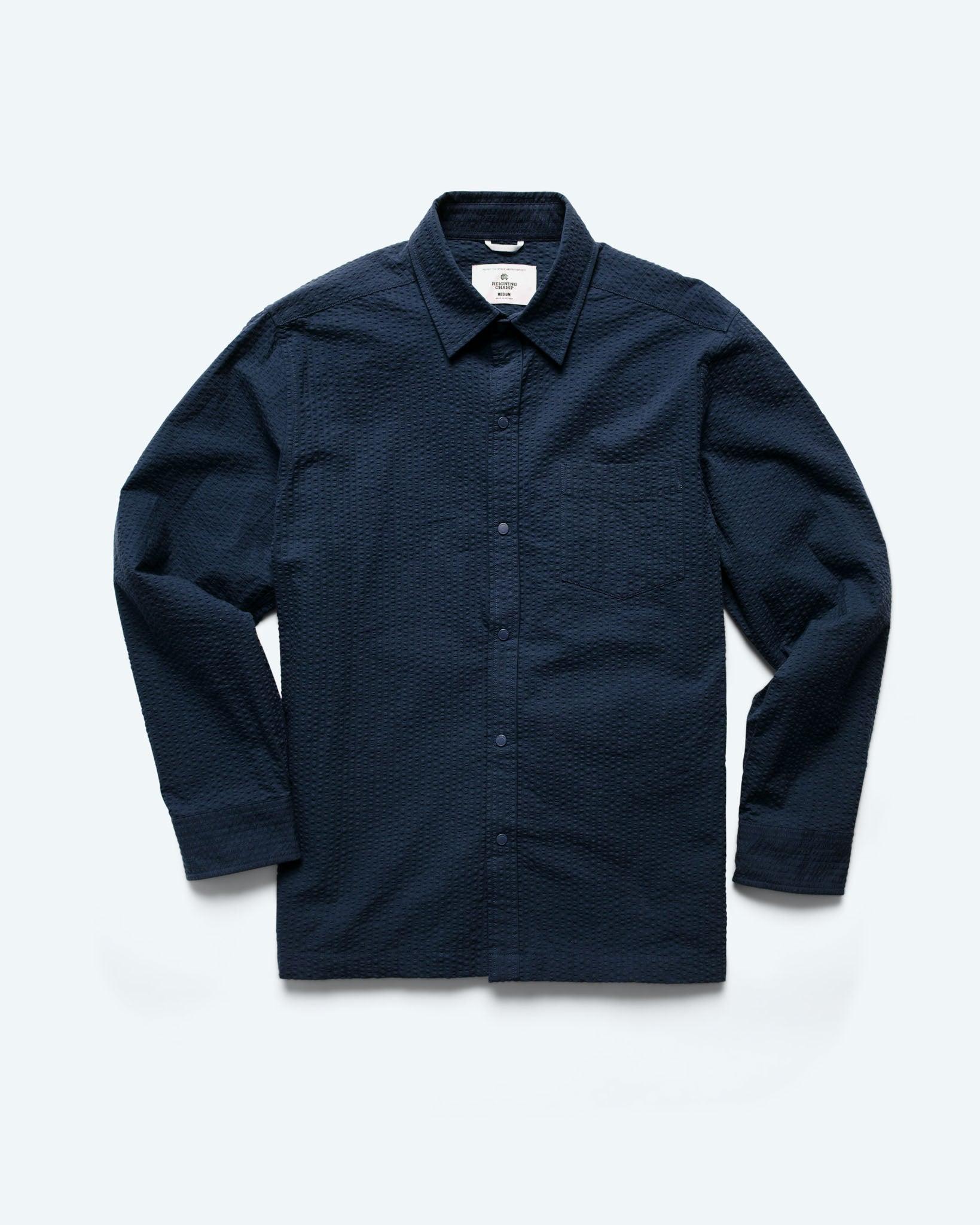 Cotton Seersucker Campus Overshirt Male Product Image