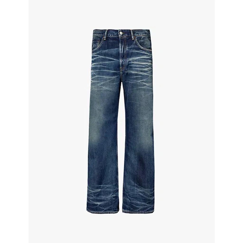 ACNE STUDIOS Whiskered Straight-leg Jeans In Mid Blue Product Image