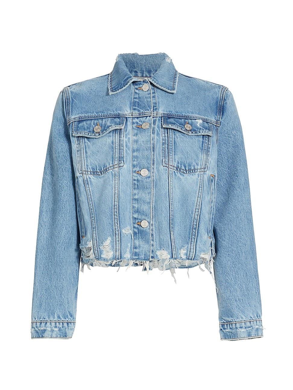 Womens Destroyed Vintage Denim Jacket Product Image