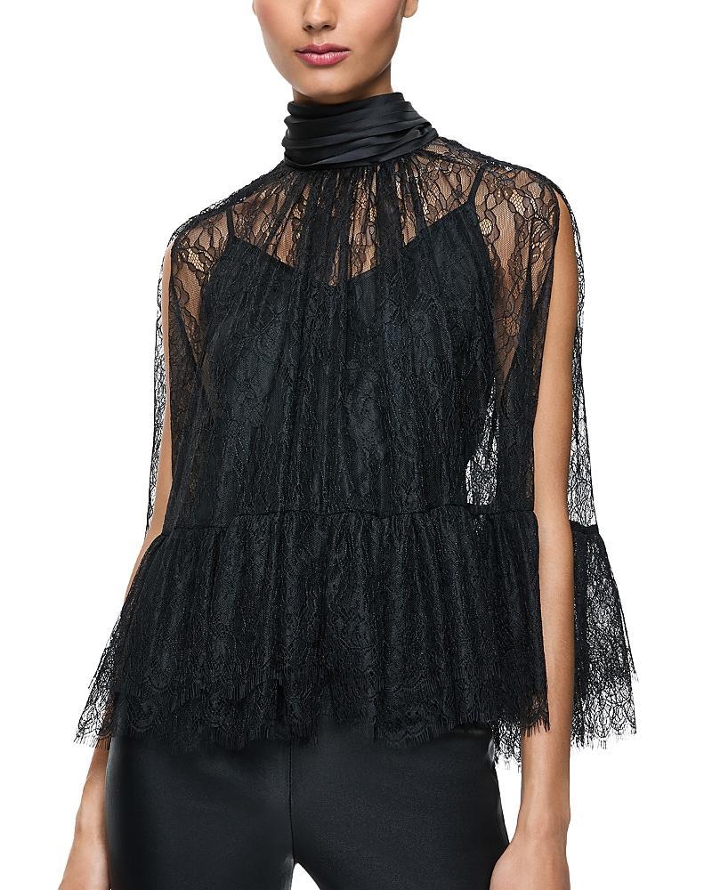 Zenon Lace Cape Top With Cami Lining In Black Product Image