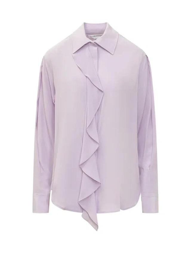 Ruffled Silk Shirt In Lilac Product Image