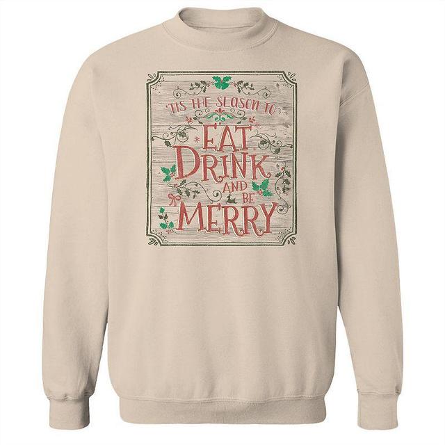 Mens Eat Drink Be Merry Fleece Sweatshirt, Womens Brown Product Image