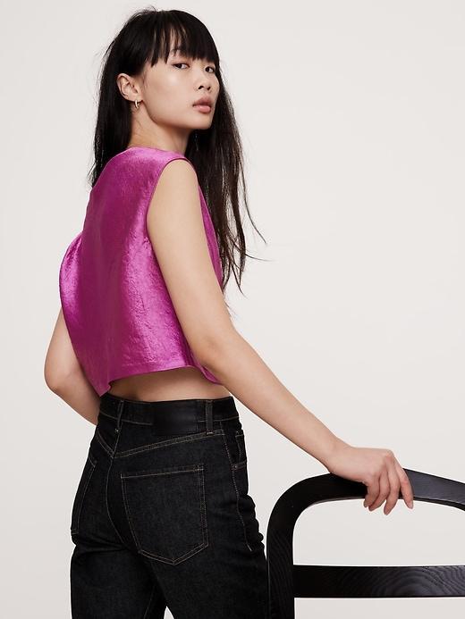 Crinkle Satin Cropped Top Product Image