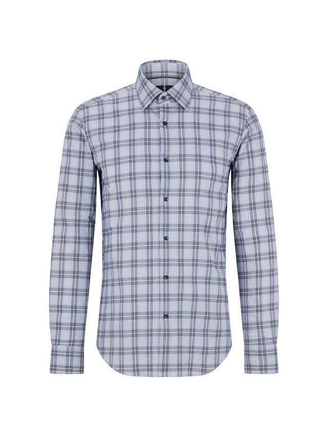 Mens Regular-fit shirt in a checked cotton blend Product Image