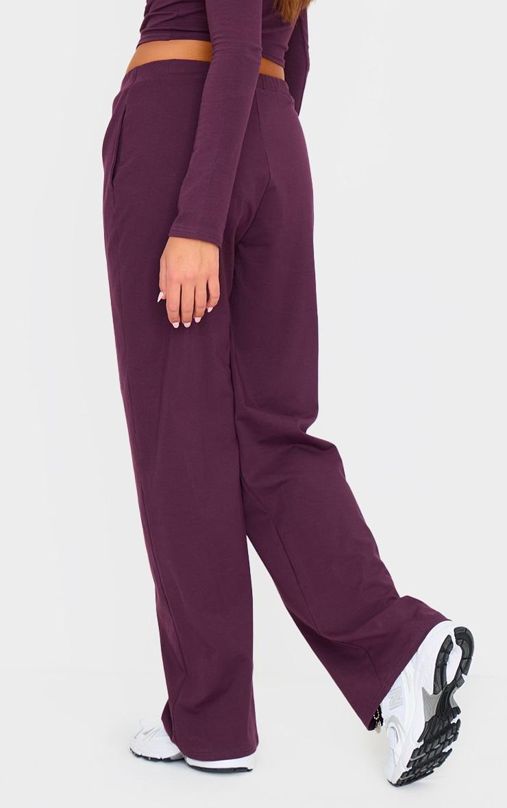 Plum Cotton Jersey Straight Leg Pants Product Image